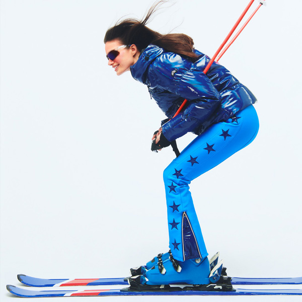 Woman wearing Jet Set designer ski patns