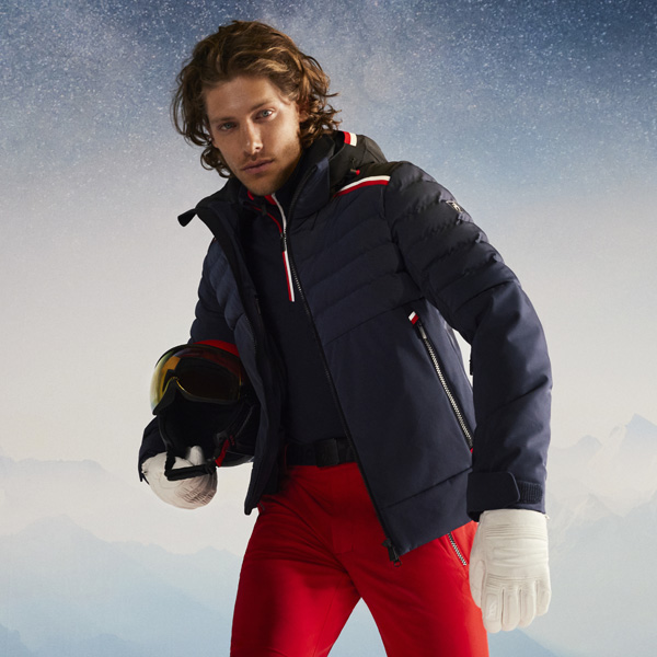 Man wearing Toni Sailer designer ski pants