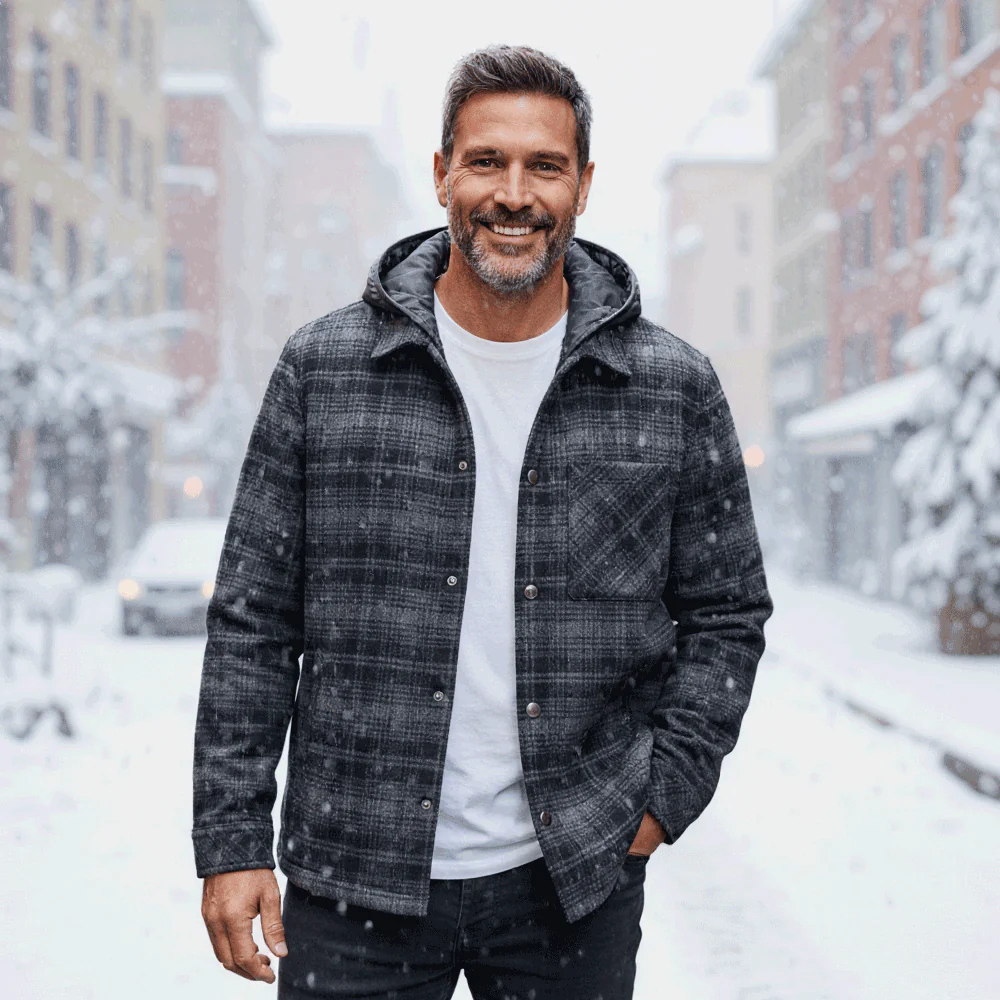 Man wearing the Bogner Fire & Ice Larry winter coat