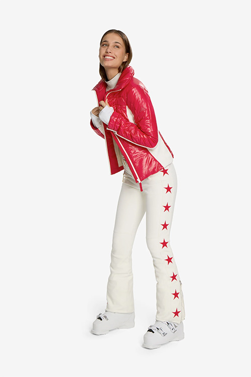 Woman wearing the Jet Set Swiss stretch ski pants